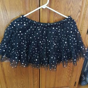 COPY - Black  tutu skirt w silver folil stars